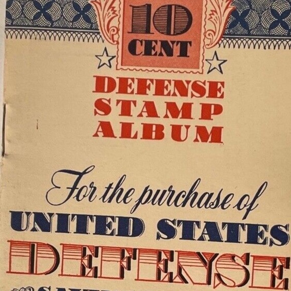 1942 US War WW2 Savings Bond 10 Cent Defense 3 Stamps With Album - Picture 1 of 6